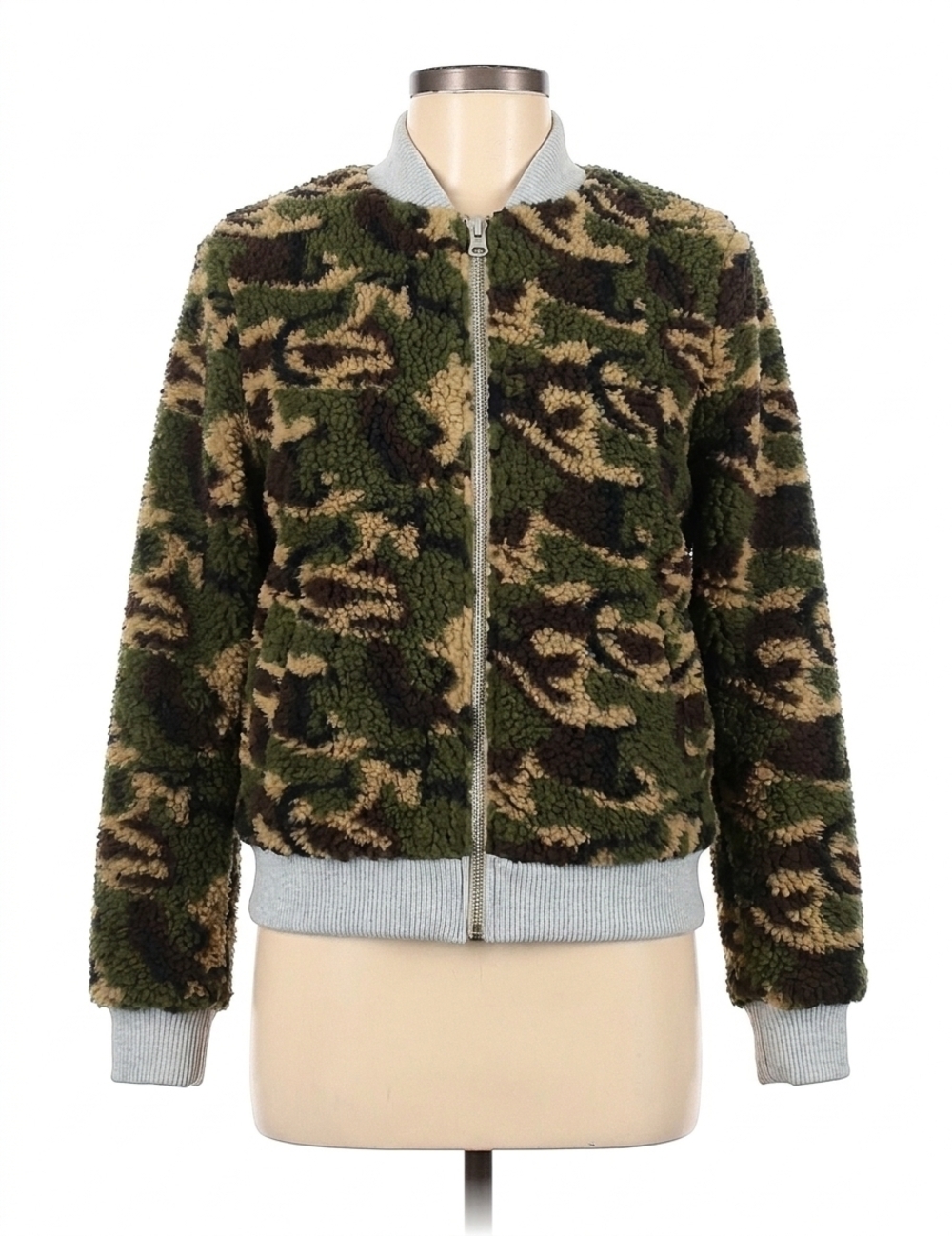 NEW CHASER faux fur bomber jacket in camo